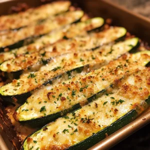 Crispy Baked Parmesan Zucchini slices topped with parsley.