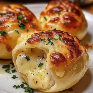 Freshly baked Cheesy Garlic Butter Bombs with a crispy golden crust and melted cheese inside.