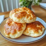Golden, fluffy Cottage Cheese Cloud Bread on a wooden board.