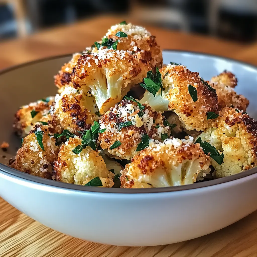 Golden-brown Crispy Parmesan Roasted Cauliflower fresh from the oven.