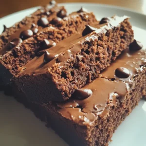 Gooey hot fudge brownie bread with melted chocolate drizzled on top