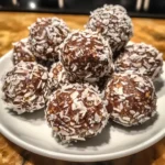 Hands rolling graham cracker mixture into balls with coconut coating
