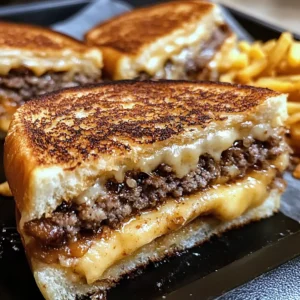 Close-up of a Patty Melt with Secret Sauce, showcasing melted cheese and a golden, crispy rye bread crust.