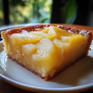 Close-up slice of Pineapple Condensed Milk Cake showing moist crumb and caramelized fruit layer