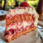 Freshly baked Strawberry Honeybun Cake with a golden-brown crust, swirled cinnamon layers, and a smooth strawberry glaze.