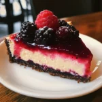 Whole Berry Cheesecake topped with fresh berries and whipped cream