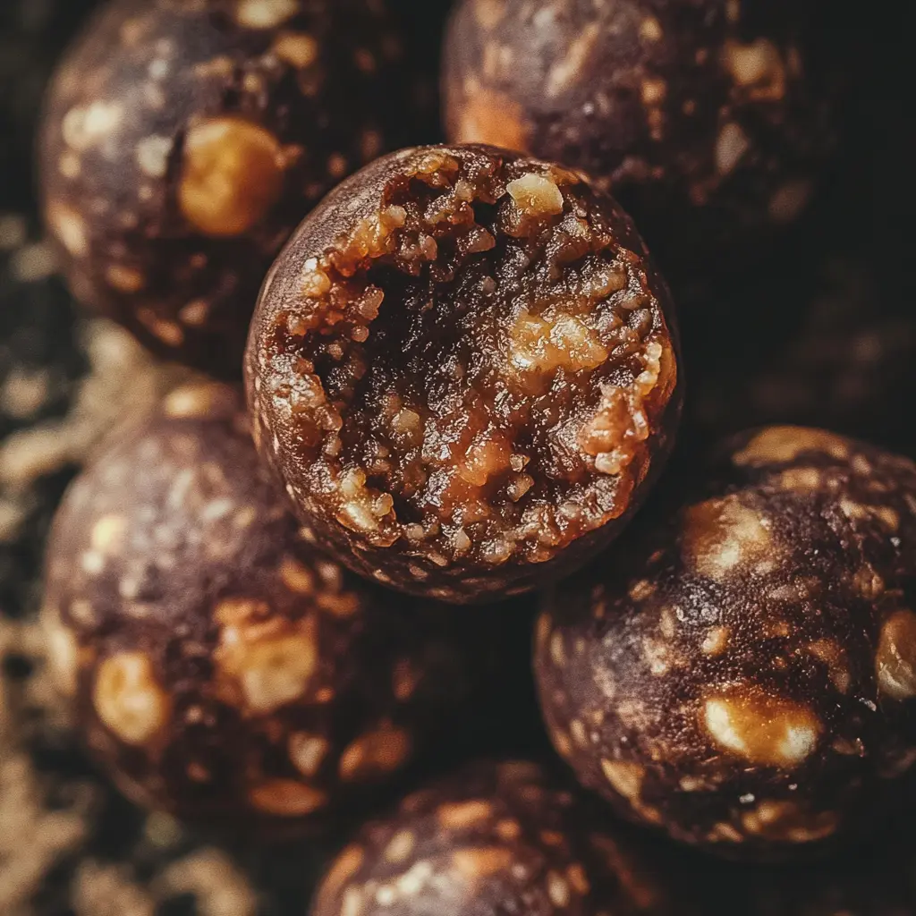 A plate of homemade Chocolate Protein Balls with a dusting of cocoa powder