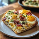 Healthy Cottage Cheese & Egg Breakfast served with herbs and toast.