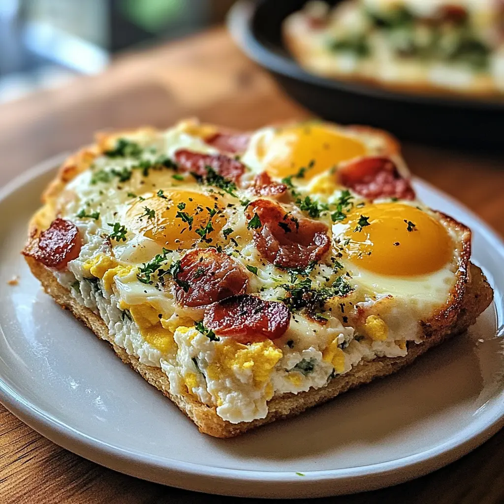 Healthy Cottage Cheese & Egg Breakfast served with herbs and toast.