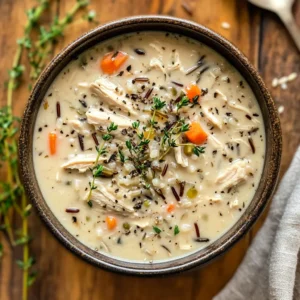 Delicious Crockpot Chicken Wild Rice Soup, slow-cooked to perfection.