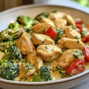 A plate of Garlic Chicken with Broccoli and Spinach garnished with lemon and herbs.