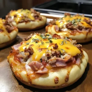 Freshly baked Muffin Pizza with bubbling cheese and tomato sauce.