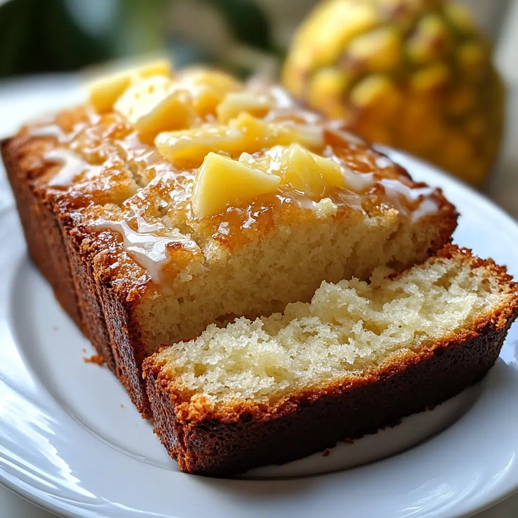Golden, moist Pina Colada Bread topped with shredded coconut.