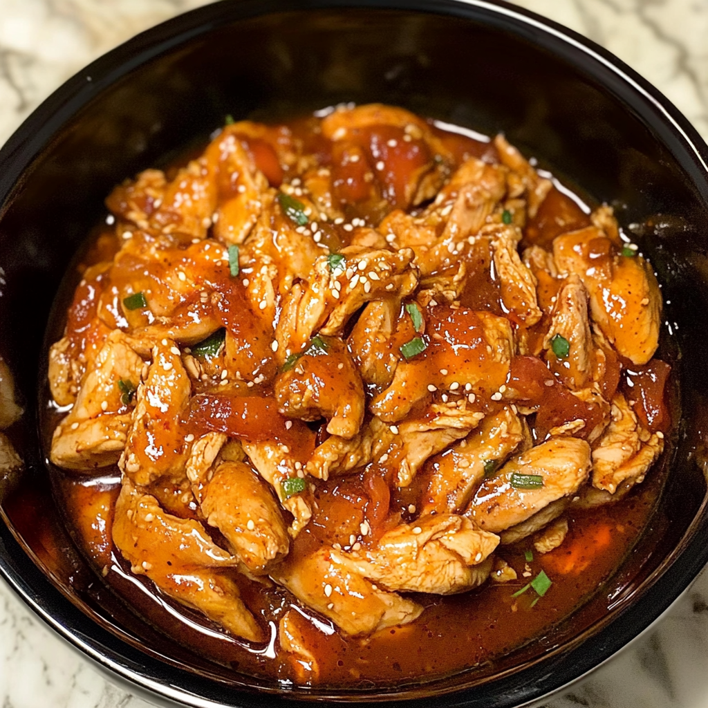 Close-up of Sweet Chili Chicken served with a side of vegetables.