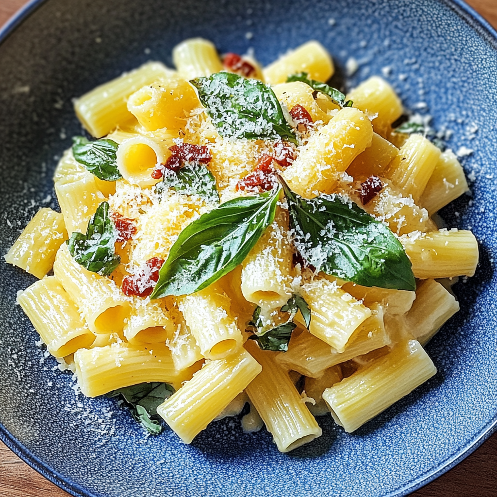Bowl of spring pasta with asparagus, peas, and lemon zest.