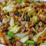 Plat de Bœuf Haché et Chou à la Chinoise sauté à la poêle