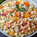 Gros plan sur une Salade de Pâtes Océane fraîche et estivale