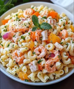 Gros plan sur une Salade de Pâtes Océane fraîche et estivale