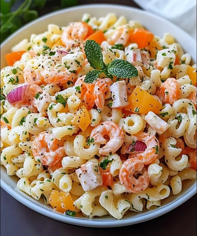 Gros plan sur une Salade de Pâtes Océane fraîche et estivale